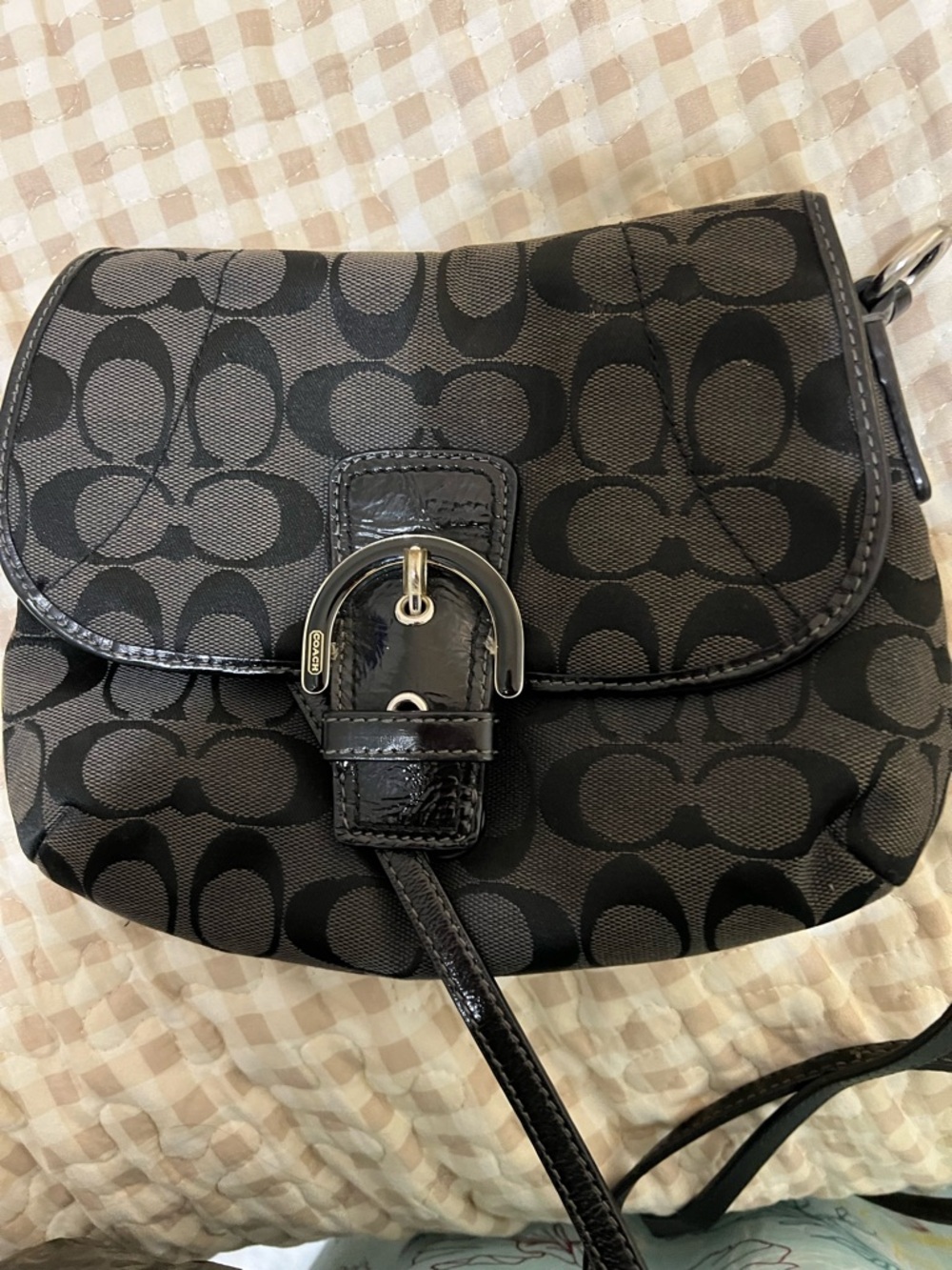 : Vintage Coach Soho Black Signature Canvas Crossbody Bag Y2K Buckle